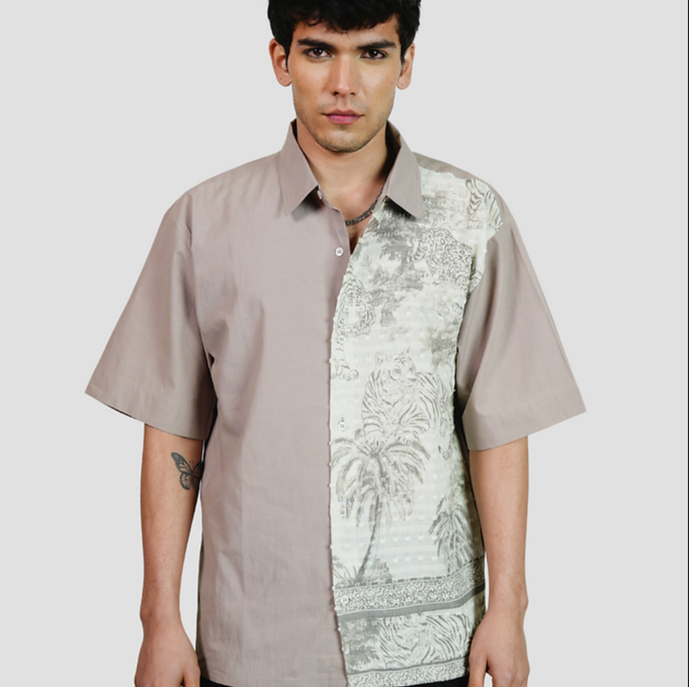 Tiger Print Shirt - Handwork Panel
